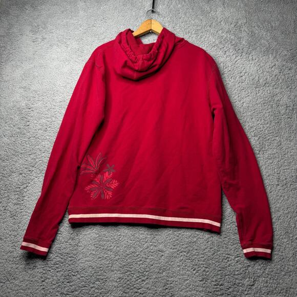 Vintage Hinano Tahiti Jacket Women's Medium Red Floral Island Girl Quarter Zip - Picture 2 of 13